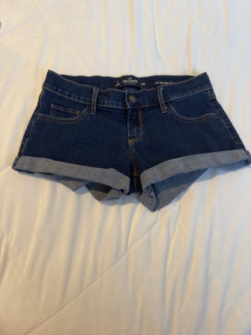 Y2K Lowrise Hollister Rolled Hem Dark Blue Denim Shorts